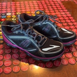 Brooks Black and Pink Athletic Shoes with Cushioned Sole
